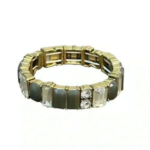 J.crew grey stone and‎ crystal stretch bracelet